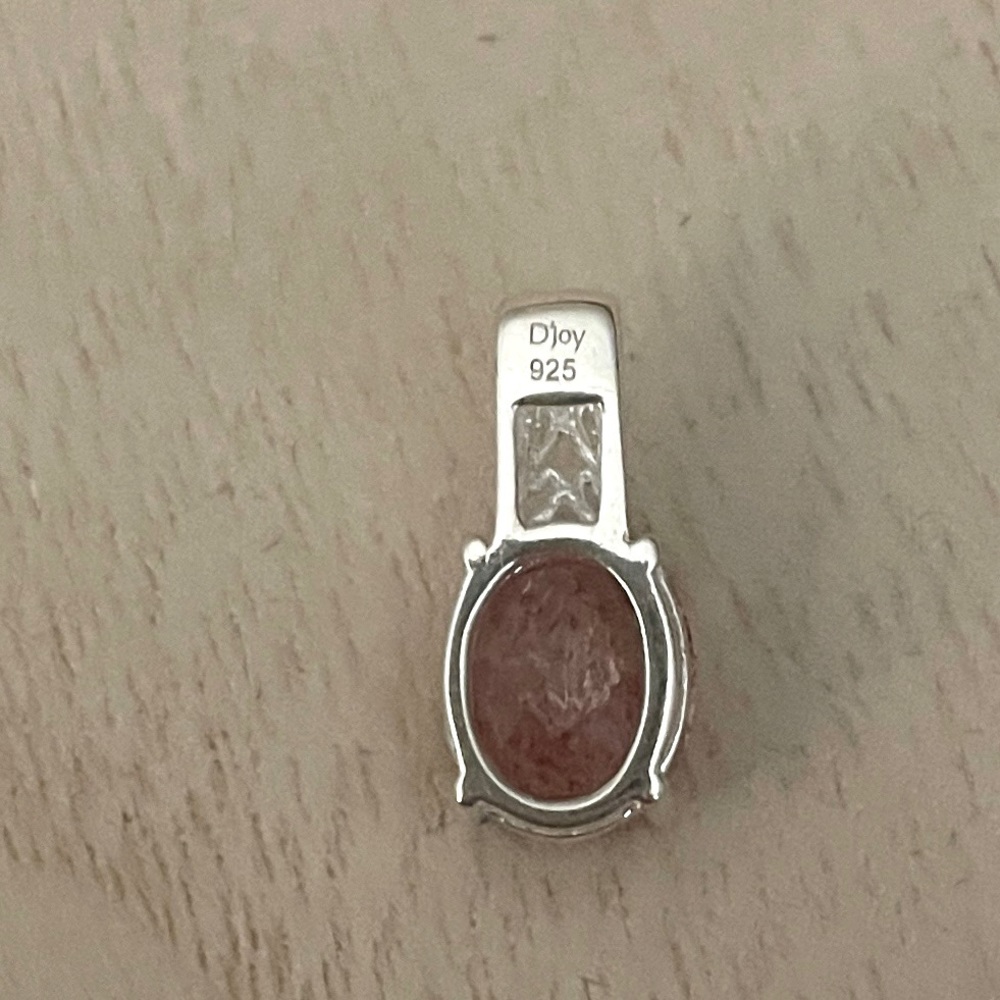 Cherry Quartz Solid Sterling Silver Pendant 925 - image 3